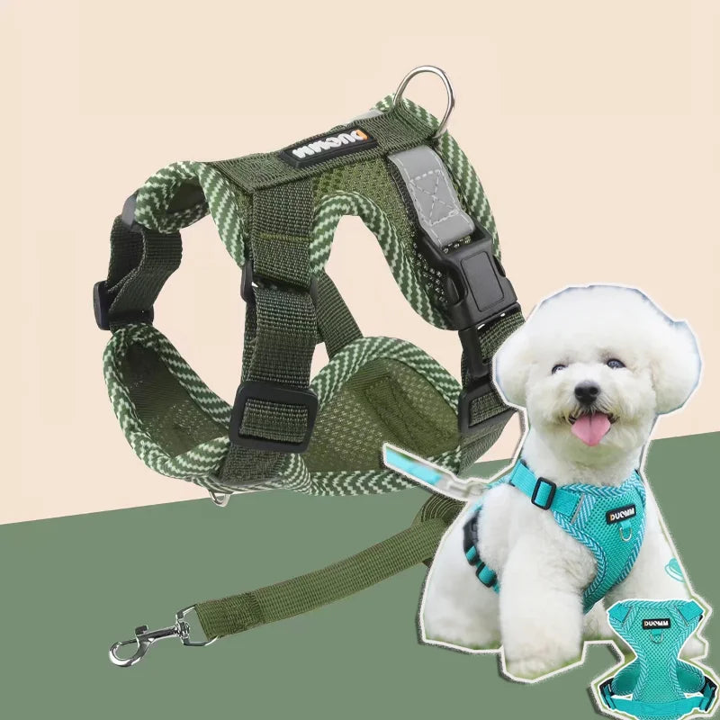 Blue Reflective Breathable Dog Harness and Leash Set Pet Chest Strap Dopamine Pet Supplies Dog Accessories for Small Dogs 2026